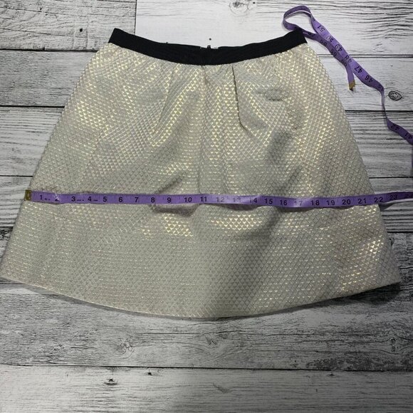 Ganni Anthropologie Gold Metallic Pleated A Line Mini Skirt with Pockets - Picture 11 of 13